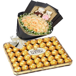 Ferrero Rocher and Bouquet Champagne Rose