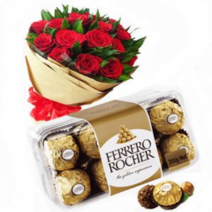 Ferrero Rocher and Bouquet Red Rose