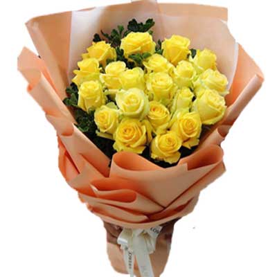 Flower Bouquet of 20 Yellow Roses