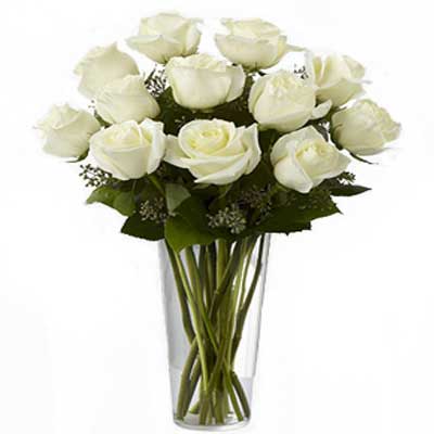 One Dozen White Roses