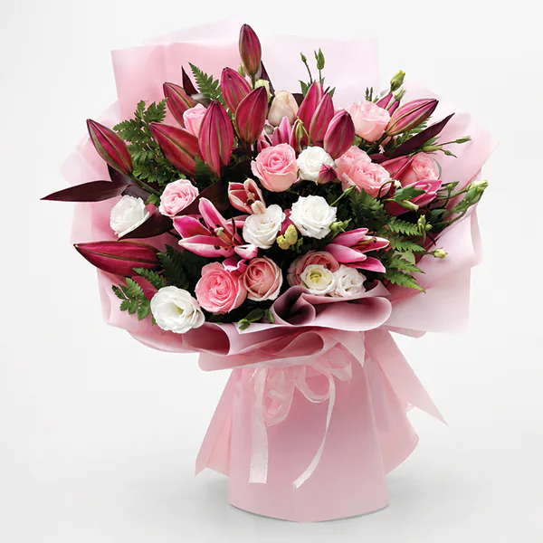 Crimson Lily & Pink Romance Bouquet