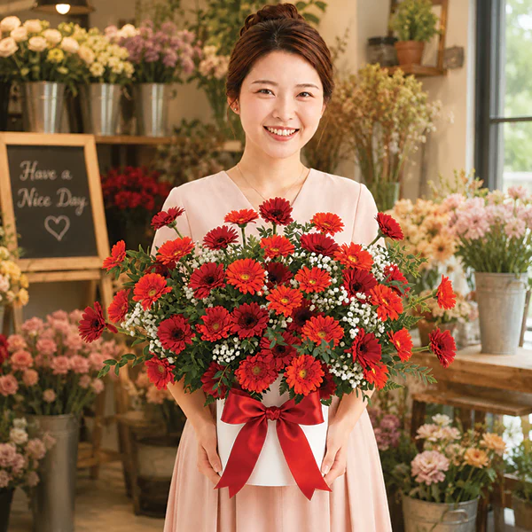 Scarlet Blossom Symphony Basket - Image 2
