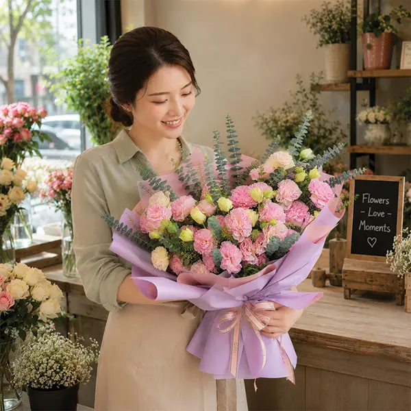Blush Eustoma and Carnation Harmony - Image 2