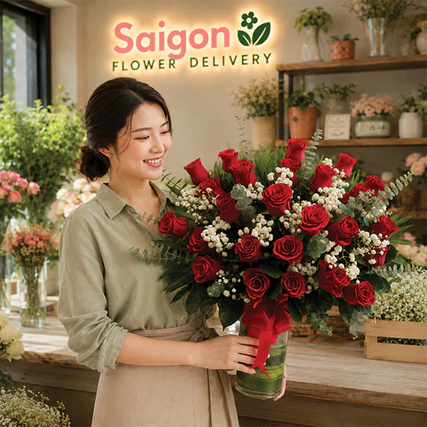 Infinite Red Roses Passion Vase - Image 2