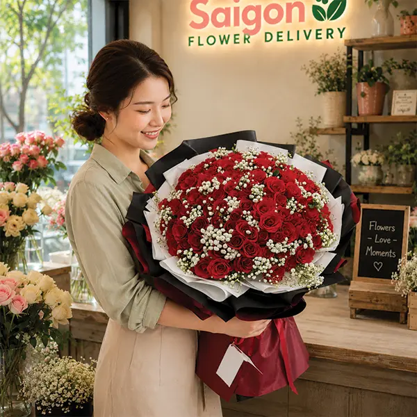 Scarlet Romance Rose Bouquet - Image 2